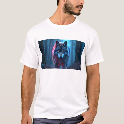Moderne minimalistische lijnkunst wolf - geometris t-shirt (Voorkant)