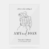 Moderne minimalistische lijntekening van koppel br acryl bord (Voorkant)