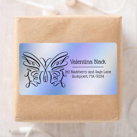 Moderne minimalistische lijntekening vlindermonogr etiket (Insitu)