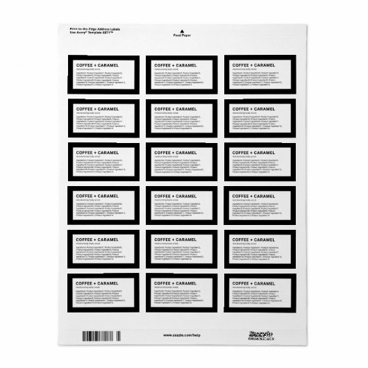 Moderne minimalistische lijst met aangepaste kleur etiket (Full Sheet)