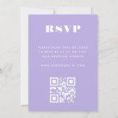 Moderne minimalistische Lila lavendel Qr-code RSVP Kaart (Achterkant)