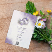 Moderne minimalistische Lila QR-code Bewaar de dat Kaart