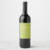 Moderne Minimalistische Limoengroene "Proost!" Tro Wijn Etiket (Voorkant)