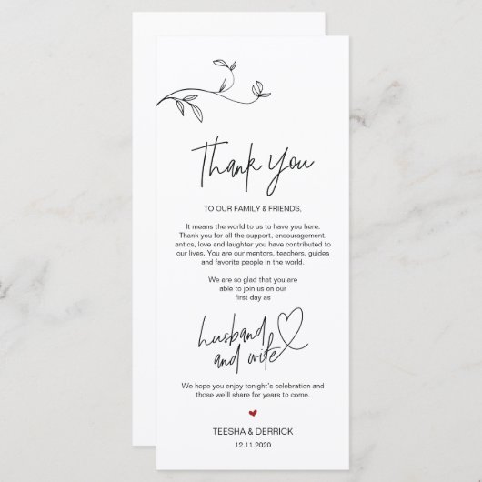 Moderne minimalistische locatie Hartelijk dank Programmakaart (Voorkant / Achterkant)