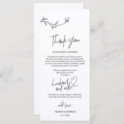 Moderne minimalistische locatie Hartelijk dank Programmakaart (Voorkant / Achterkant)