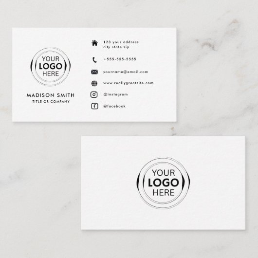 Moderne minimalistische Logo | Aangepaste pictogra Visitekaartje (Voorkant / Achterkant)