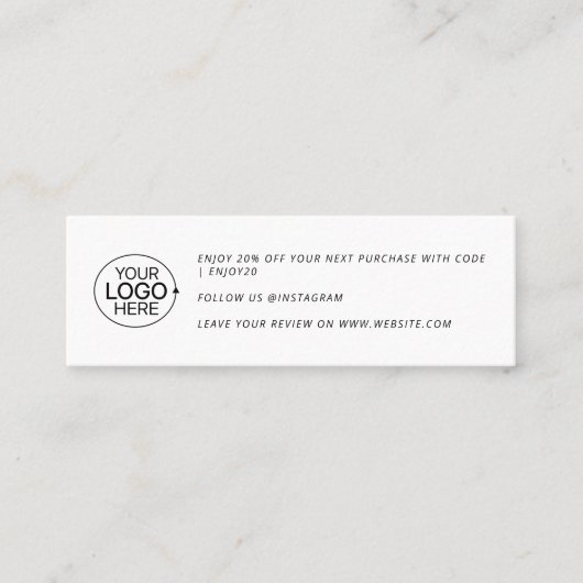 Moderne minimalistische Logo branding Bedankt Invo Mini Visitekaartje (Voorkant)