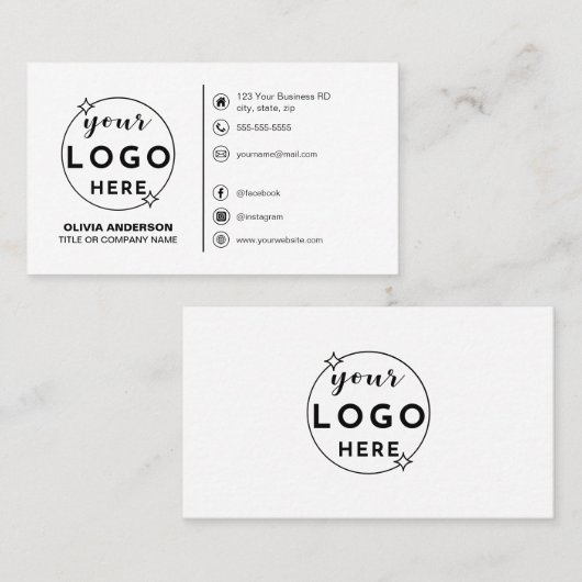 Moderne minimalistische Logo Custom Icons Social M Visitekaartje (Voorkant / Achterkant)