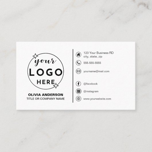 Moderne minimalistische Logo Custom Icons Social M Visitekaartje (Voorkant)