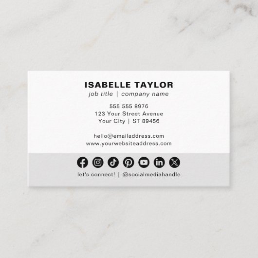 Moderne minimalistische Logo Custom Social Media I Visitekaartje (Voorkant)