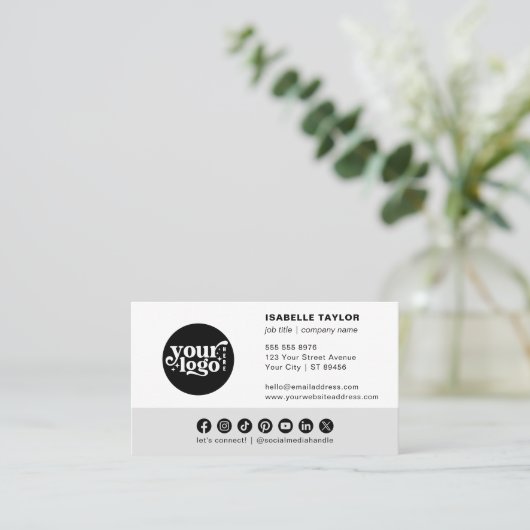 Moderne minimalistische Logo Custom Social Media I Visitekaartje (Staand voorkant)