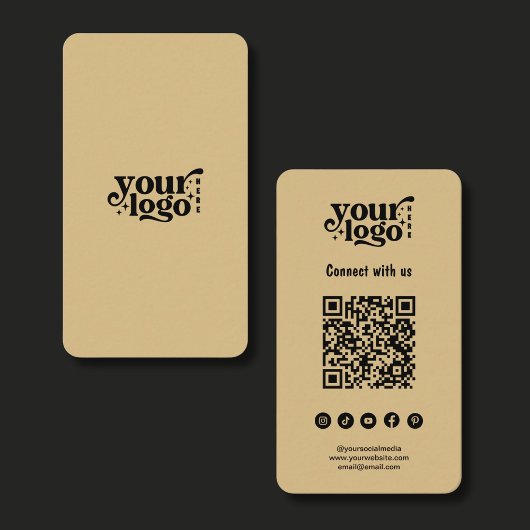 Moderne minimalistische Logo- en QR-code Visitekaartje