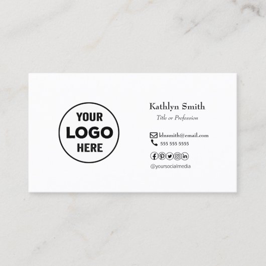 Moderne minimalistische LOGO Foto QR Code Professi Visitekaartje (Voorkant)