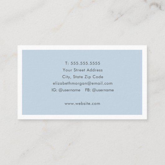 Moderne minimalistische Logo lichtblauwe grijs Visitekaartje (Achterkant)