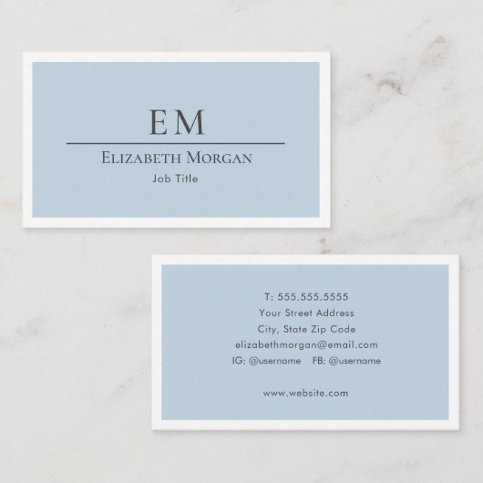 Moderne minimalistische Logo lichtblauwe grijs Visitekaartje (Voorkant / Achterkant)