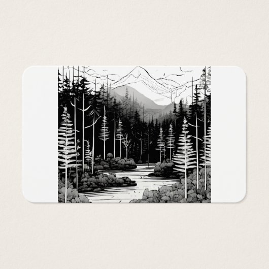 Moderne minimalistische logo-lijnkunstbos visitekaartje (Voorkant)