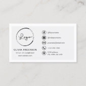 Moderne minimalistische Logo met Social Media Icon Visitekaartje (Voorkant)