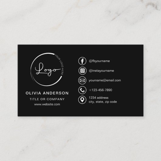 Moderne minimalistische Logo met Social Media Icon Visitekaartje (Voorkant)