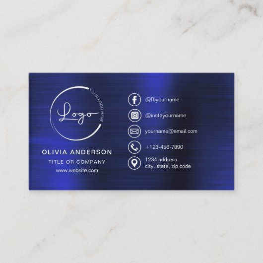 Moderne minimalistische Logo met Social Media Icon Visitekaartje (Voorkant)