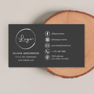 Moderne minimalistische Logo met Social Media Icon Visitekaartje