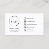 Moderne minimalistische Logo met Social Media Icon Visitekaartje (Voorkant)