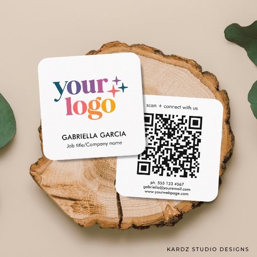 Moderne Minimalistische Logo QR Code Basis Vierkante Visitekaartje