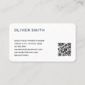 Moderne minimalistische Logo QR code Deep Blue Visitekaartje (Achterkant)