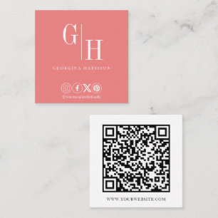 Moderne minimalistische Logo QR code pastel koraal Vierkante Visitekaartje