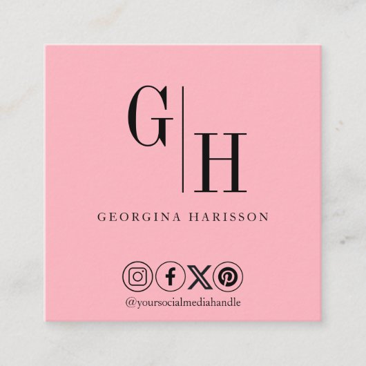 Moderne minimalistische Logo QR code pastel roze Vierkante Visitekaartje (Voorkant)