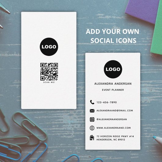 Moderne Minimalistische Logo QR Code Professioneel Visitekaartje