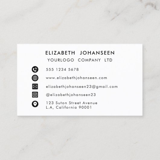 Moderne minimalistische Logo QR-code zwart-wit Visitekaartje (Achterkant)