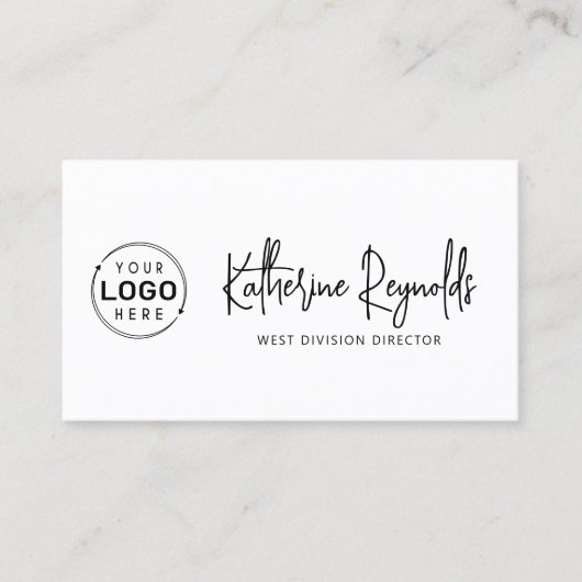 Moderne minimalistische Logo-scriptpictogrammen QR Visitekaartje (Voorkant)