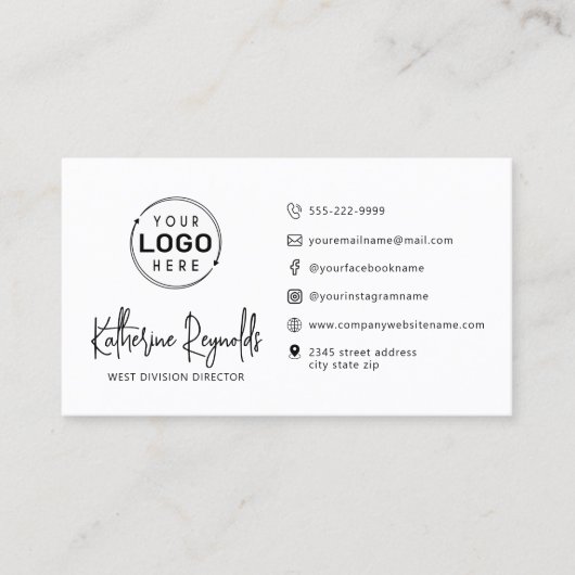 Moderne minimalistische Logo-scriptpictogrammen QR Visitekaartje (Voorkant)