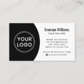 Moderne, minimalistische logo sociale media zwart visitekaartje (Voorkant)