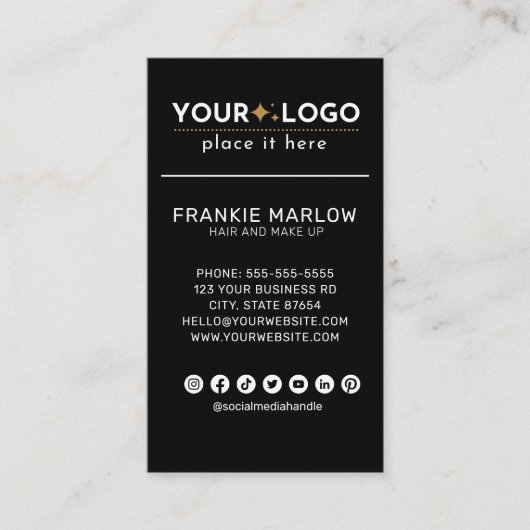 Moderne, minimalistische Logo sociale media zwart Visitekaartje (Voorkant)