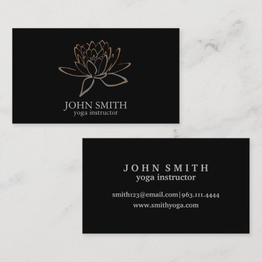 Moderne minimalistische Lotus Yoga Instructor Visitekaartje (Voorkant / Achterkant)