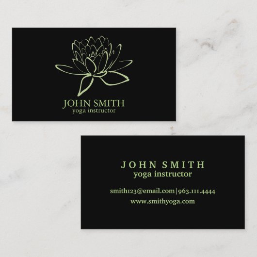 Moderne minimalistische Lotus Yoga Instructor Visitekaartje (Voorkant / Achterkant)