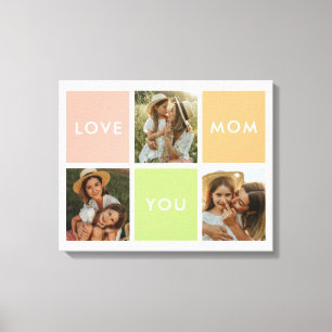Moderne Minimalistische "Love You Mom" 3-Foto Aanp Canvas Afdruk