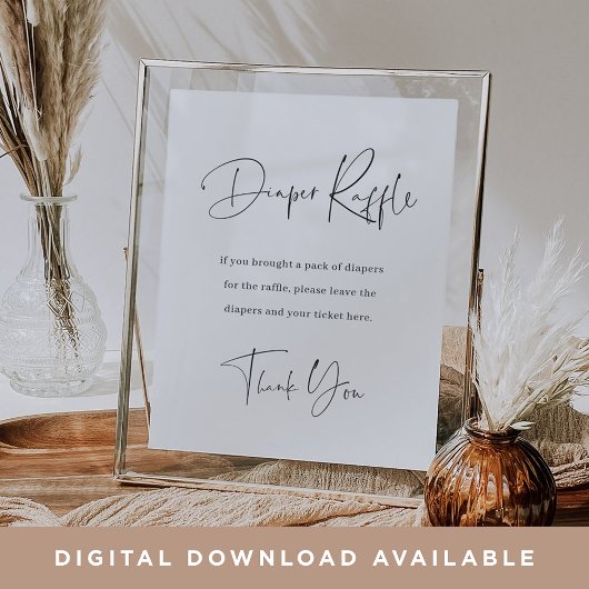 Moderne minimalistische luier Raffle Baby shower t Poster