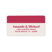 Moderne minimalistische magenta en Ecru Beige Etiket (Voorkant)