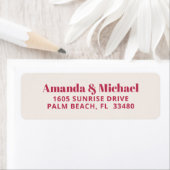 Moderne minimalistische magenta en Ecru Beige Etiket (Insitu)