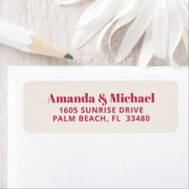 Moderne minimalistische magenta en Ecru Beige Etiket