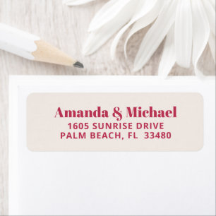 Moderne minimalistische magenta en Ecru Beige Etiket