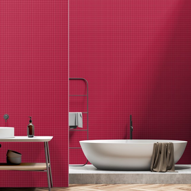 Moderne minimalistische magenta geruit interieur behang (Modern Minimalist Magenta Checkered Home Decor Wallpaper)