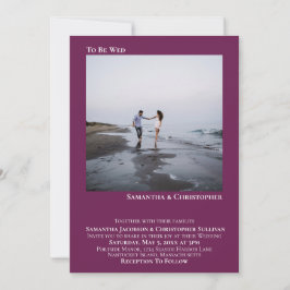 Moderne minimalistische Magenta Plum foto bruiloft Kaart