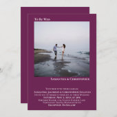 Moderne minimalistische Magenta Plum foto bruiloft Kaart (Voorkant / Achterkant)