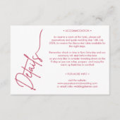 Moderne Minimalistische Magenta Rode Witte Details Informatiekaartje (Voorkant)