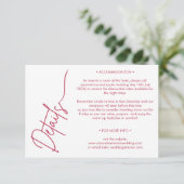 Moderne Minimalistische Magenta Rode Witte Details Informatiekaartje (Staand voorkant)