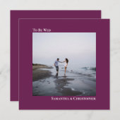 Moderne minimalistische magenta Square Photo Weddi Kaart (Voorkant / Achterkant)