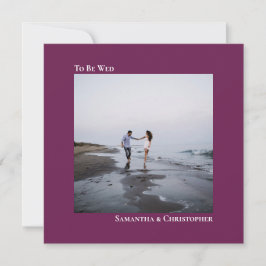 Moderne minimalistische magenta Square Photo Weddi Kaart